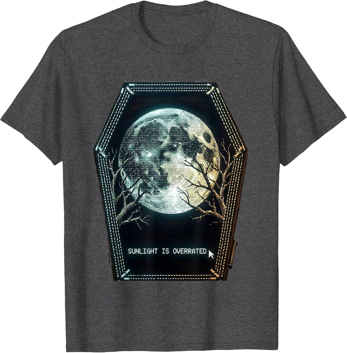 Men's Sunlight Is Overrated Dark Goth Design T-Shirt - Dark Heather Grey