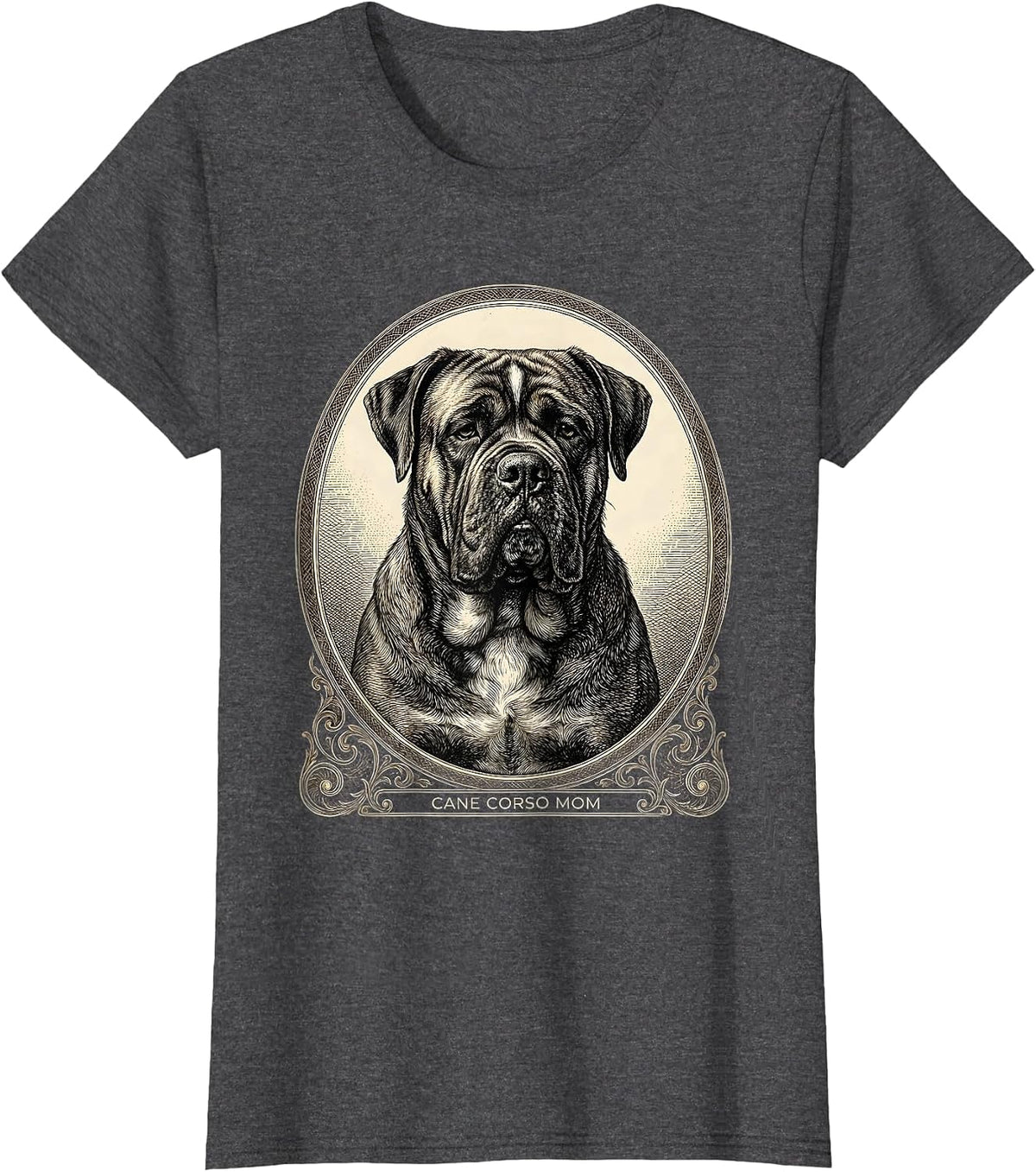 Women's Cane Corso Mom Sentimental Dog Owner Pride Crosshatch T-Shirt - Dark Heather Grey