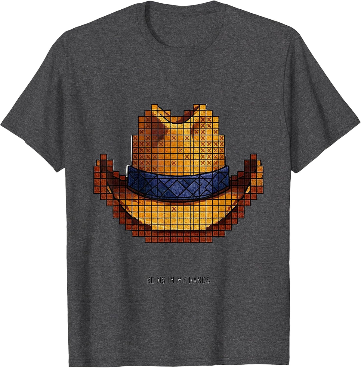 Reins In My Hands Cowboy Western Design T-Shirt - Dark Heather Grey