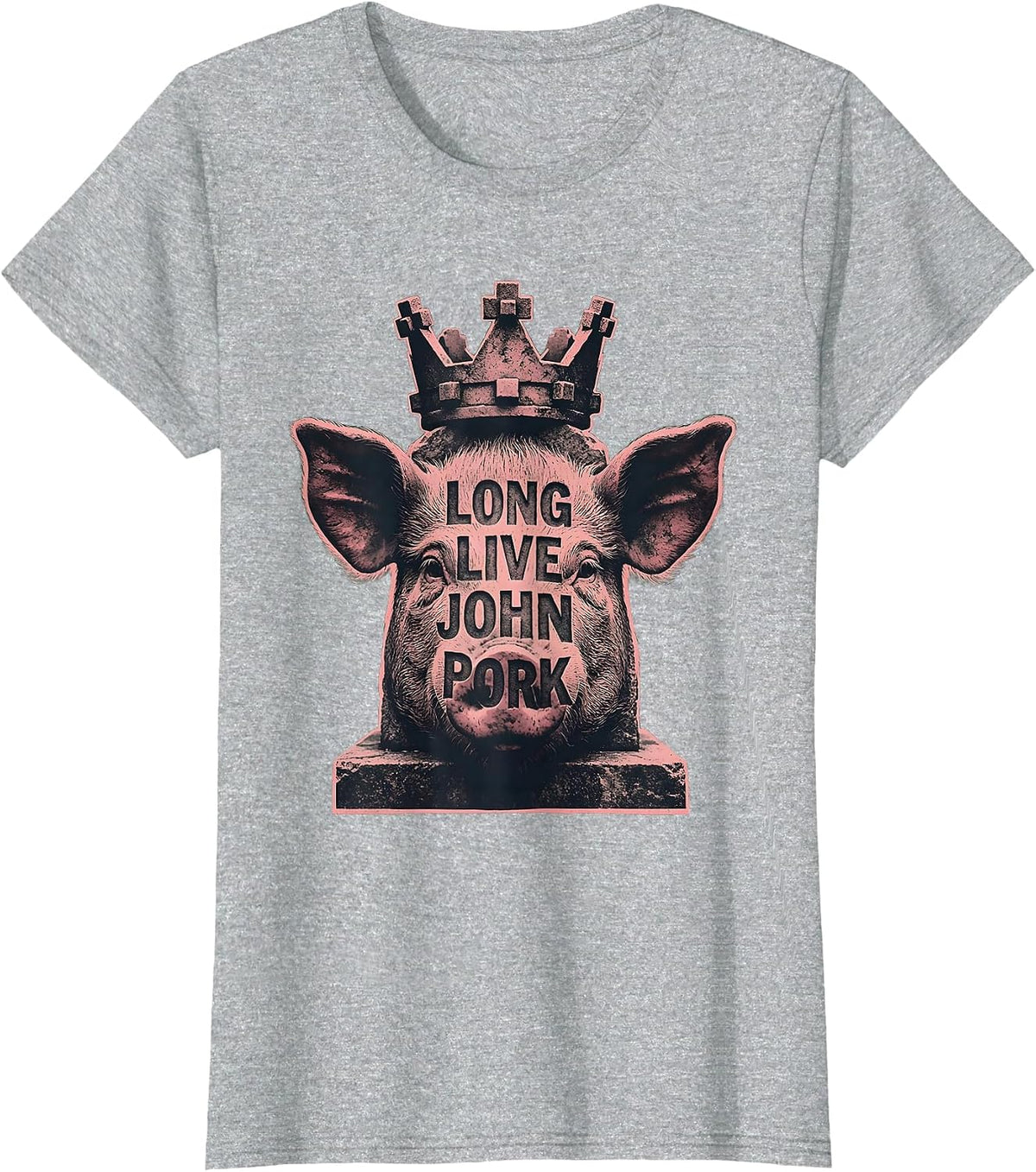 Women's Long Live John Pork Meme Tribute Design T-Shirt - Heather Grey
