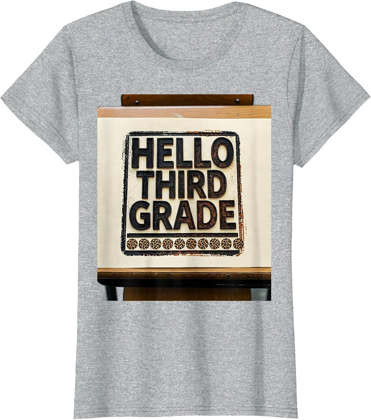 Hello Third Grade Leopard Teacher Back To School Girls T-Shirt - Heather Grey