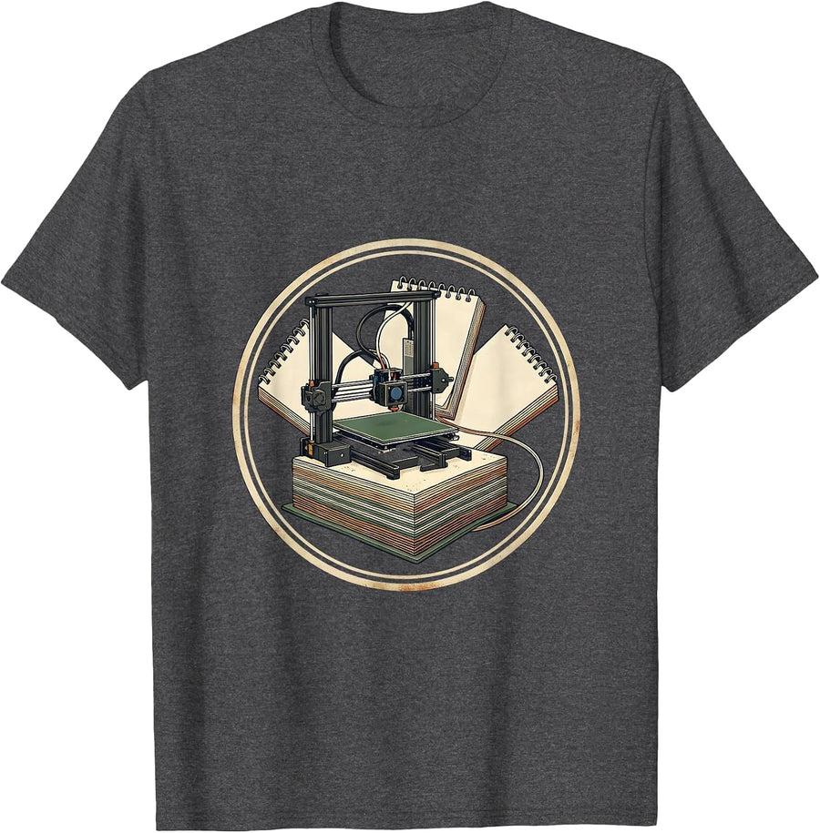Men's Vintage 3D Printer Hobbyist Badge Maker Humor T-Shirt - Dark Heather Grey