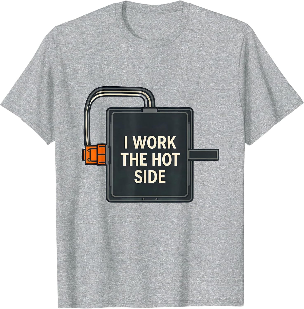 Men's I Work The Hot Side Funny Electrician Lineman Gift T-Shirt - Heather Grey