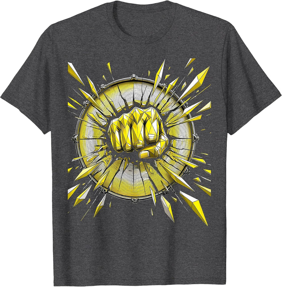 Men's Rave Fist Bass Drum Punch Graphic Tee T-Shirt - Dark Heather Grey