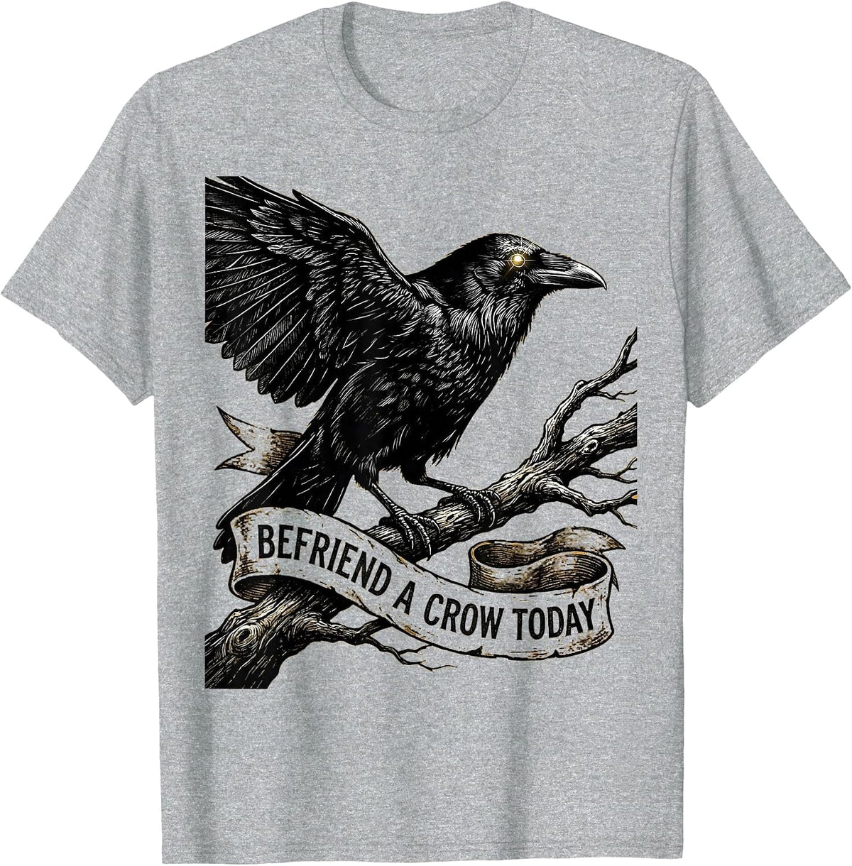 Men's Befriend A Crow Today Bird Lover Design T-Shirt - Heather Grey