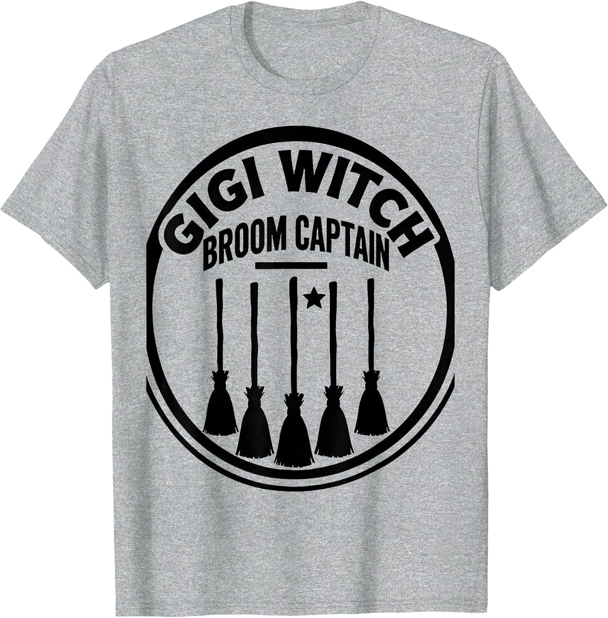 Men's Gigi Witch Broom Captain Funny Halloween Grandma Witch T-Shirt - Heather Grey