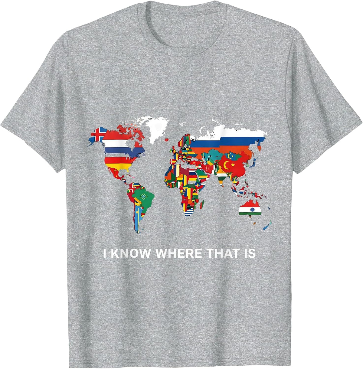 Men's I Know Where That Is Geography Lover Map Enthusiast Travel T-Shirt - Heather Grey