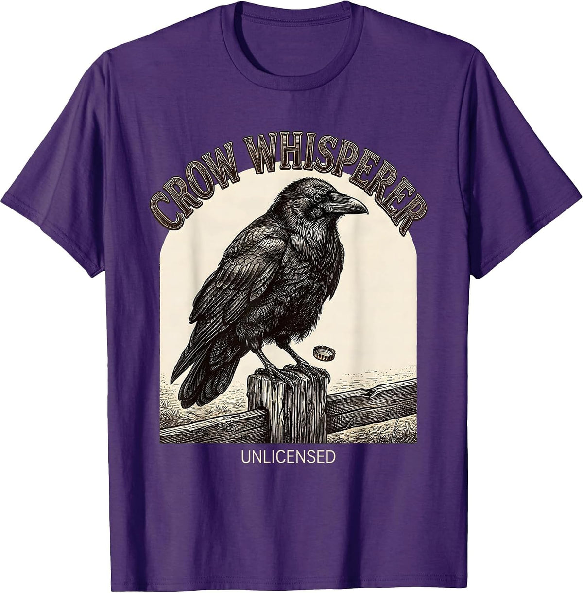 Crow Whisperer, Unlicensed Funny Crow Bird Gothic Humor T-Shirt - Purple