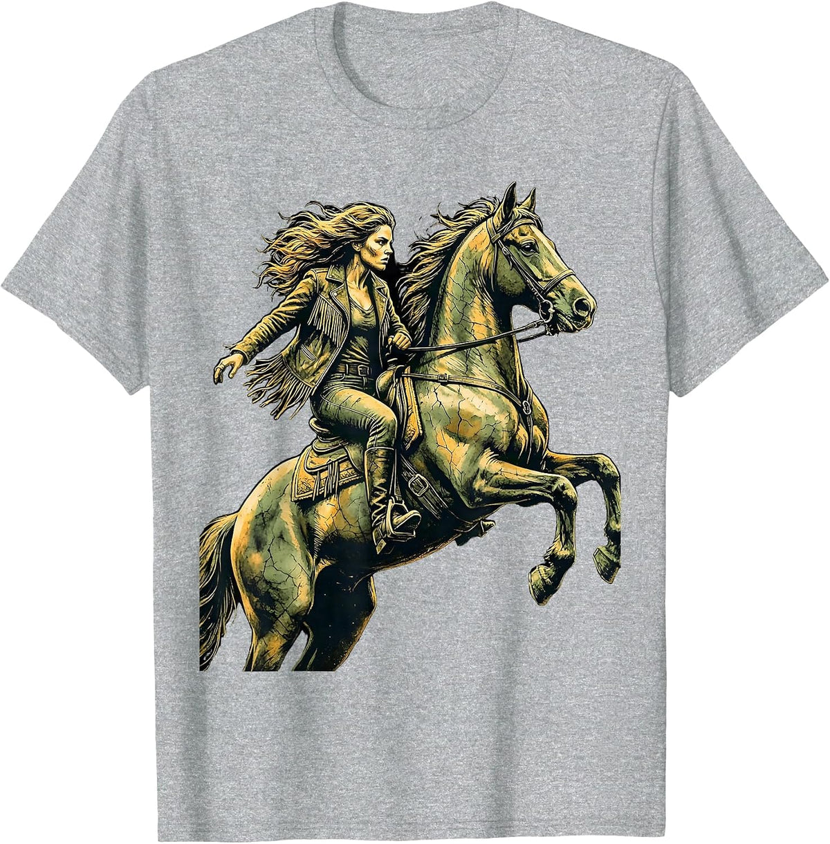 Men's Rodeo Arena Horse Taming Graphic Design T-Shirt - Heather Grey