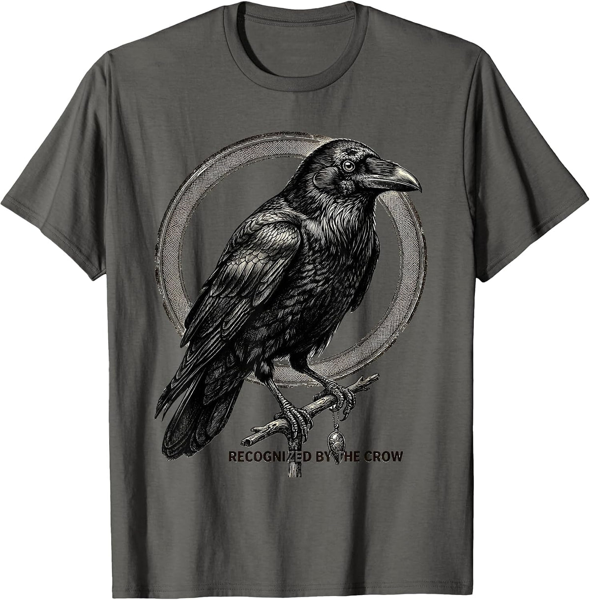 Men's Recognized By The Crow Dark Humor Gothic Raven Lover T-Shirt - Asphalt Grey