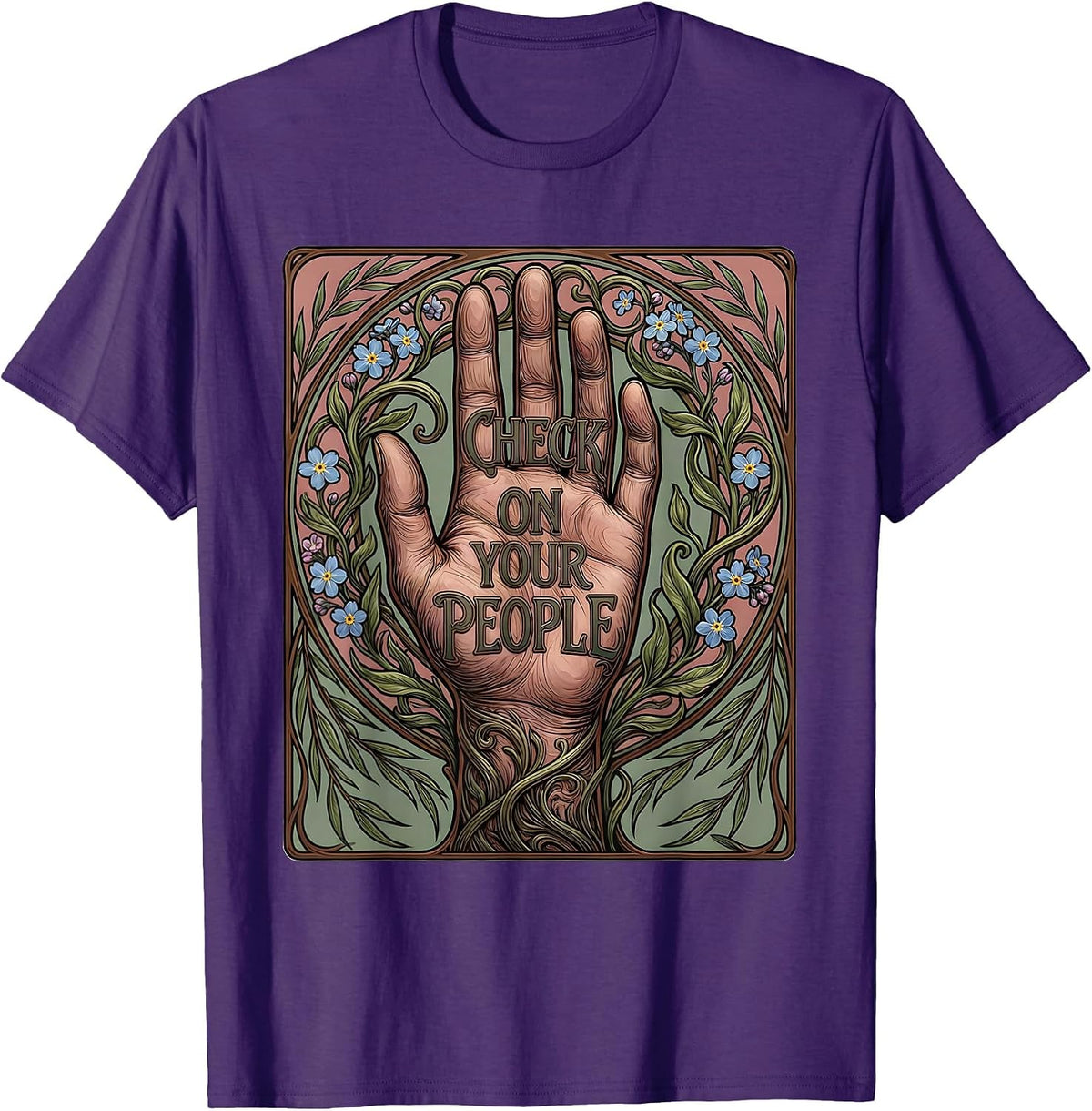 Check On Your People Mental Health Matters Design T-Shirt - Purple