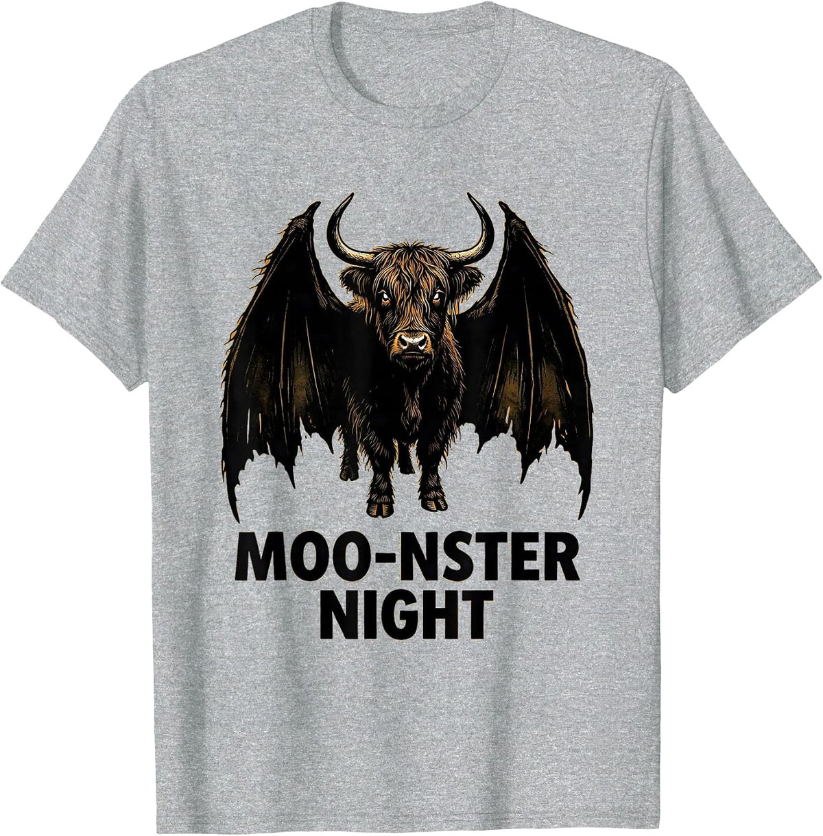 Men's Moo-nster Night Whimsical Highland Cow Halloween Costume T-Shirt - Heather Grey