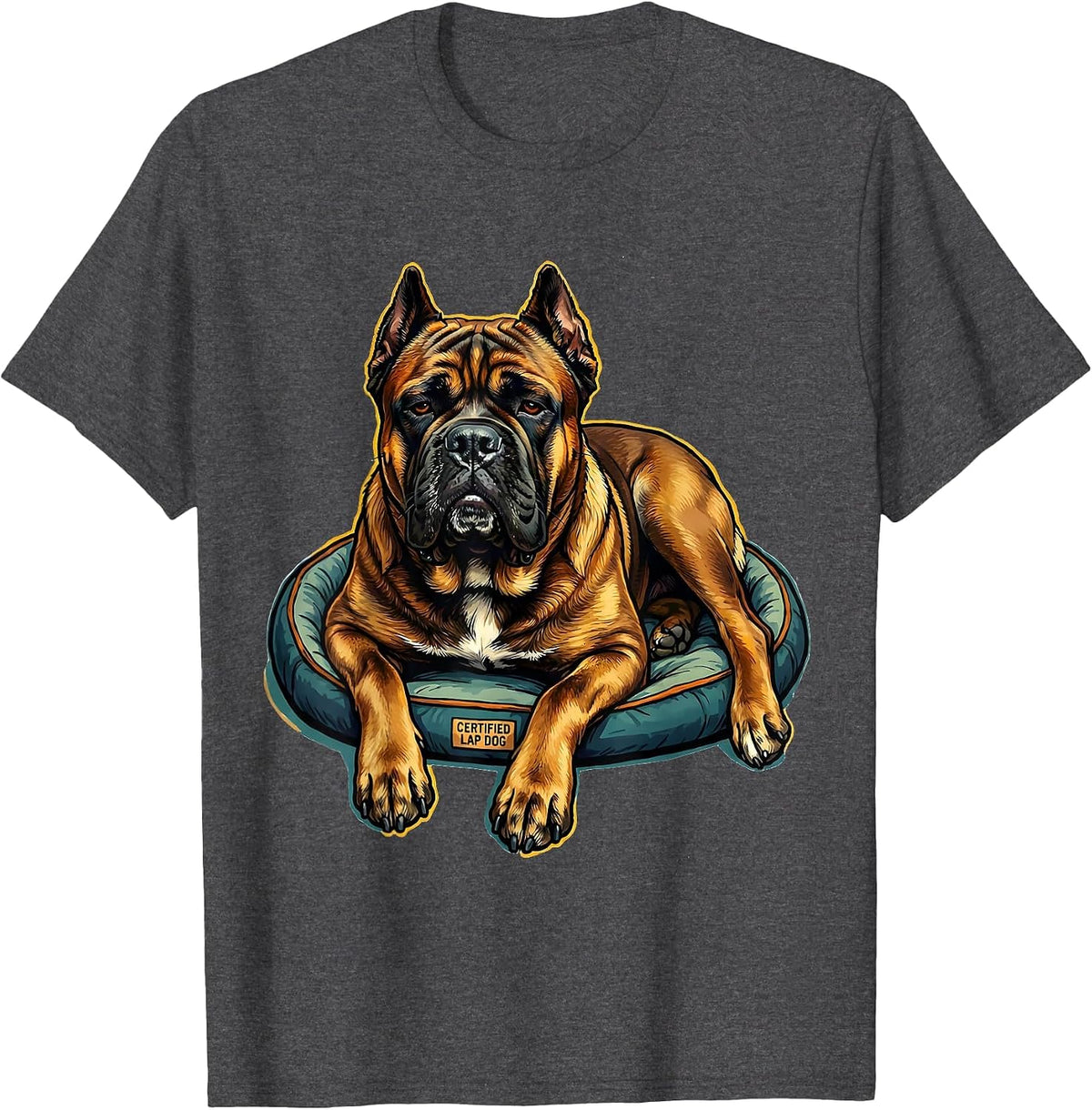 Certified Lap Dog Funny Cane Corso Dog Owner Humor T-Shirt - Dark Heather Grey