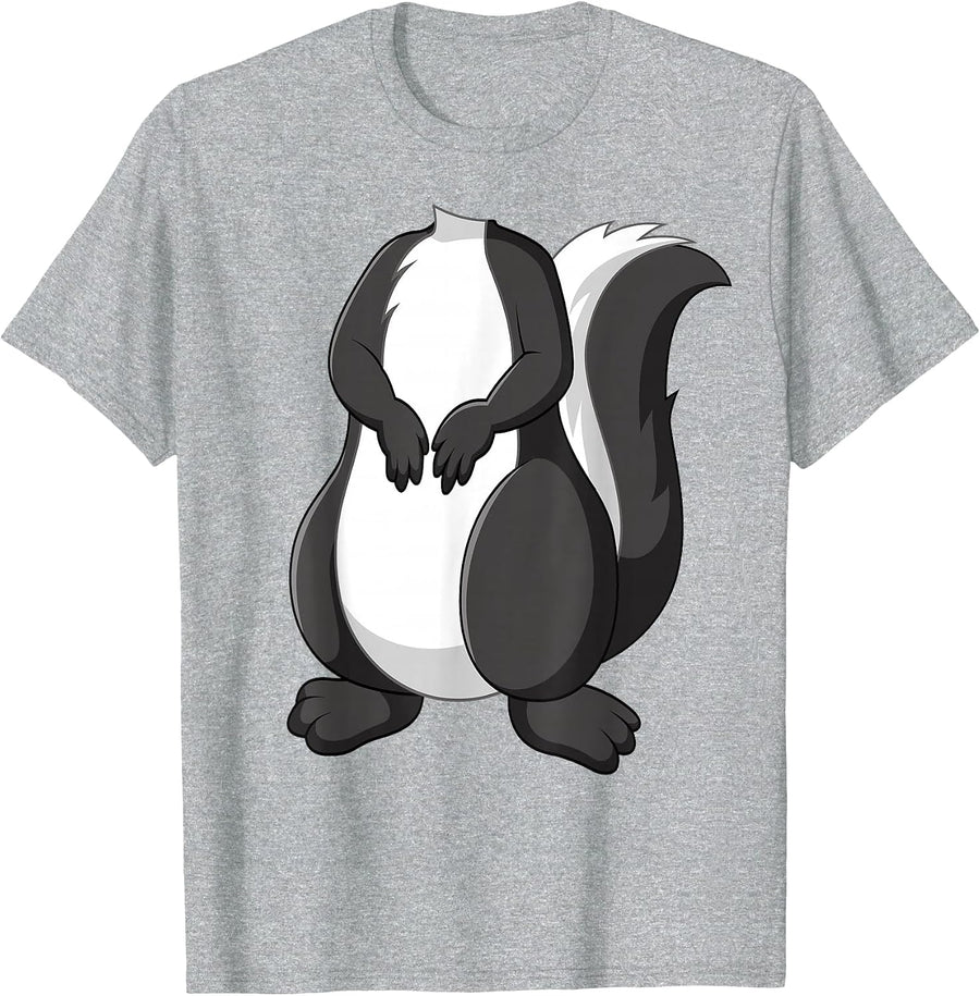 Skunk Shirt Adult Kids Men Women Skunk Costume T-Shirt - Heather Grey