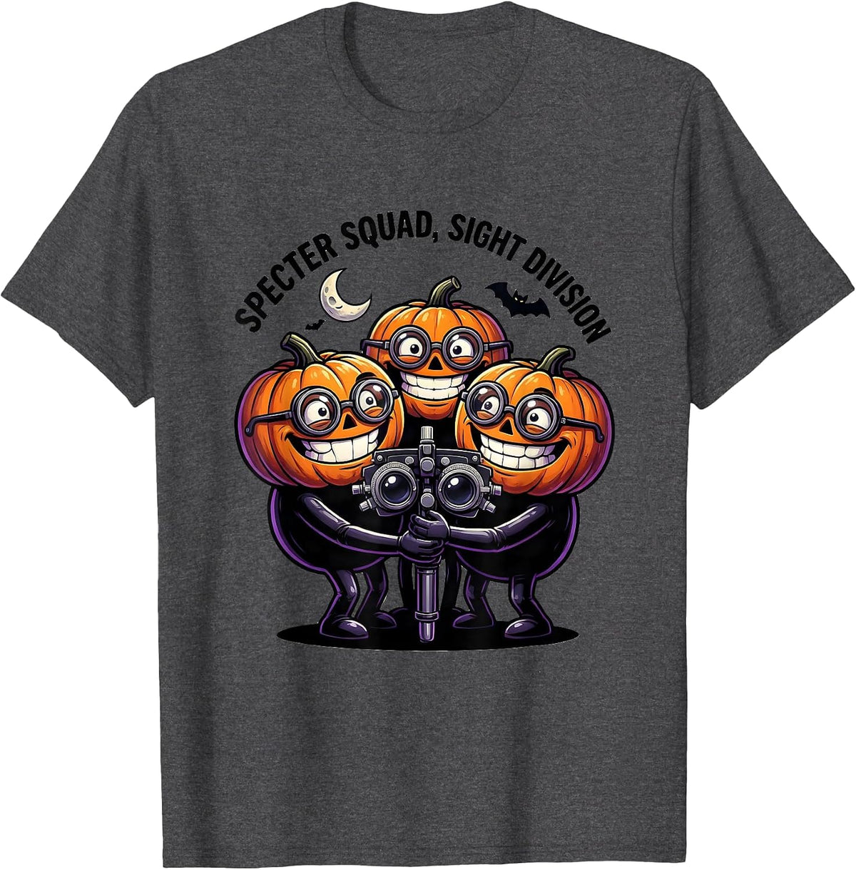 Specter Squad Sight Division Cartoon Halloween Optometrist T-Shirt - Dark Heather Grey