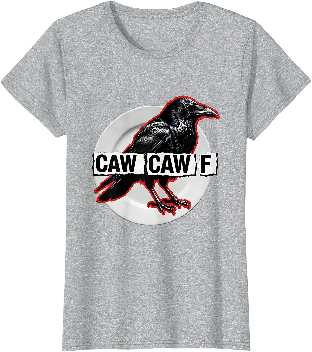 Caw-Caw-F Punk Metal Crow Profanity Pun Humor T-Shirt - Heather Grey
