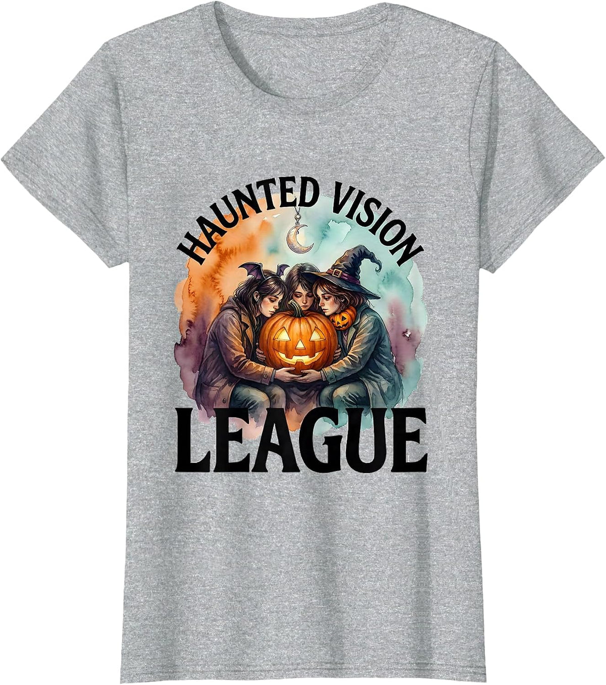 Haunted Vision League Watercolor Halloween Optometrist Eye T-Shirt - Heather Grey