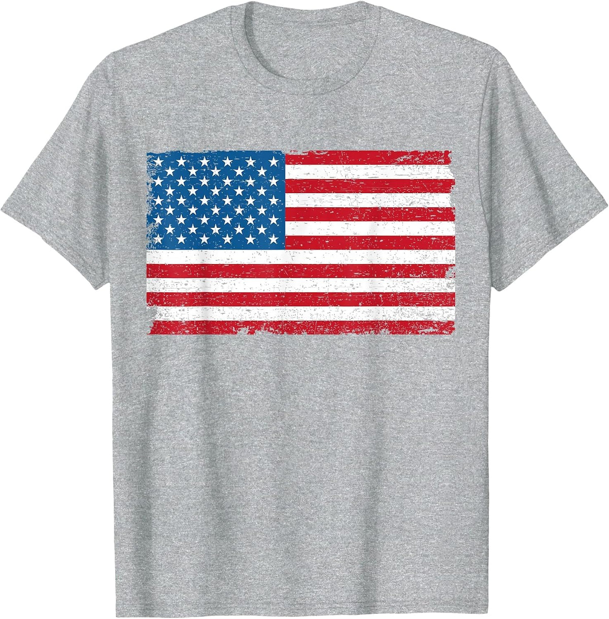USA American Flag Distressed T-Shirt - Heather Grey