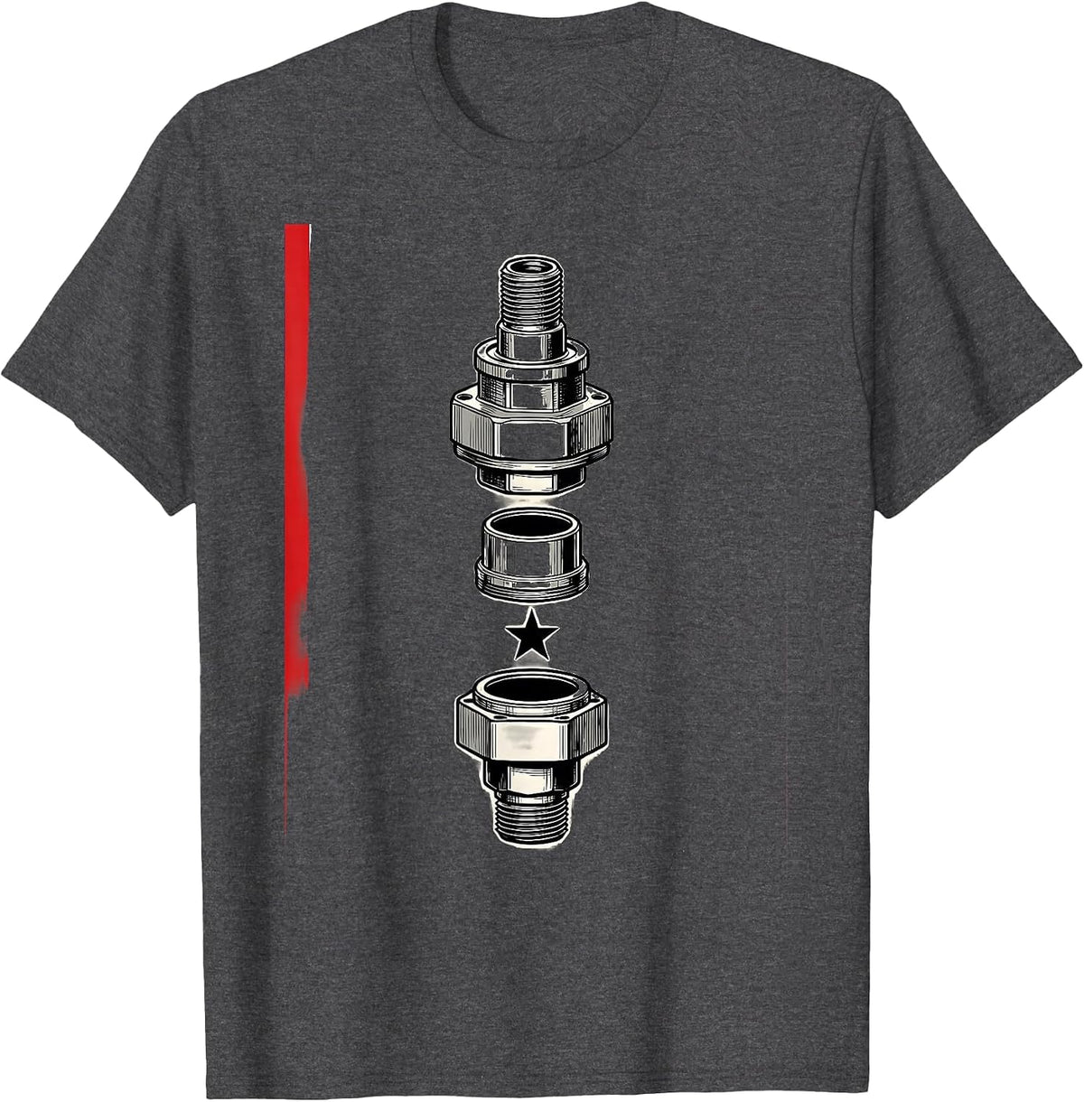 Exploded Oilfield Cementing Head Patriotic Trade Worker Gift T-Shirt - Dark Heather Grey