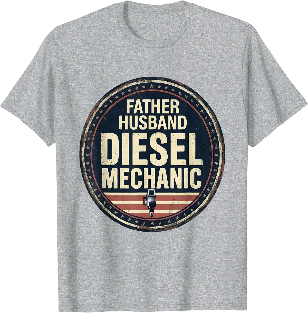 Men's Father Husband Diesel Mechanic Patriotic Mechanic Gift T-Shirt - Heather Grey