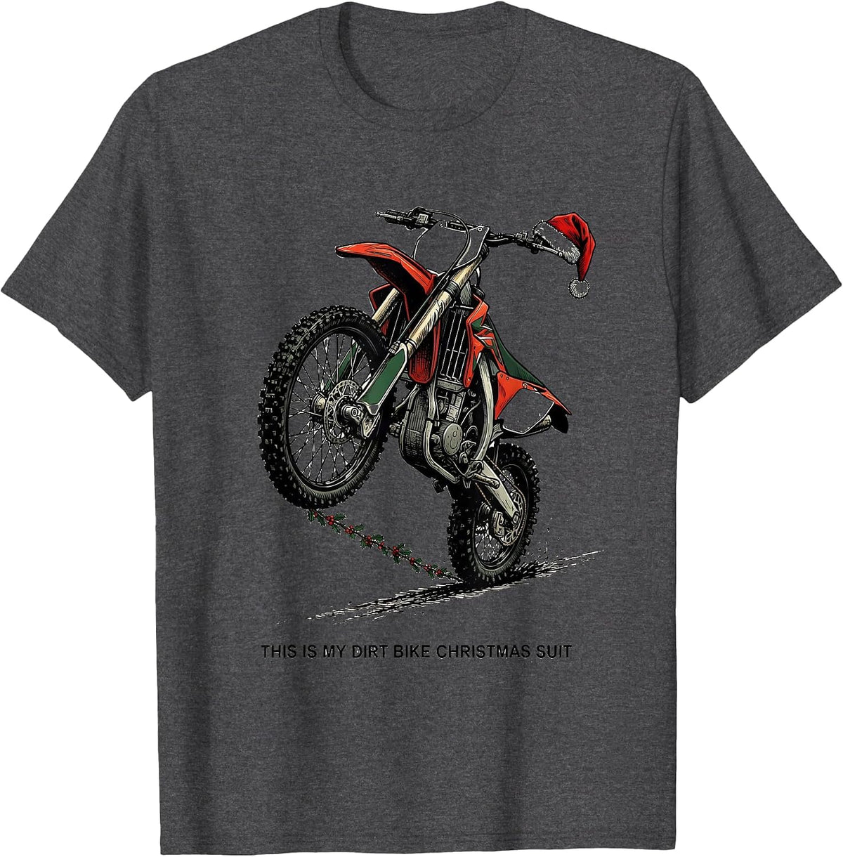Men's This Is My Dirt Bike Christmas Suit Funny Biker Santa T-Shirt - Dark Heather Grey