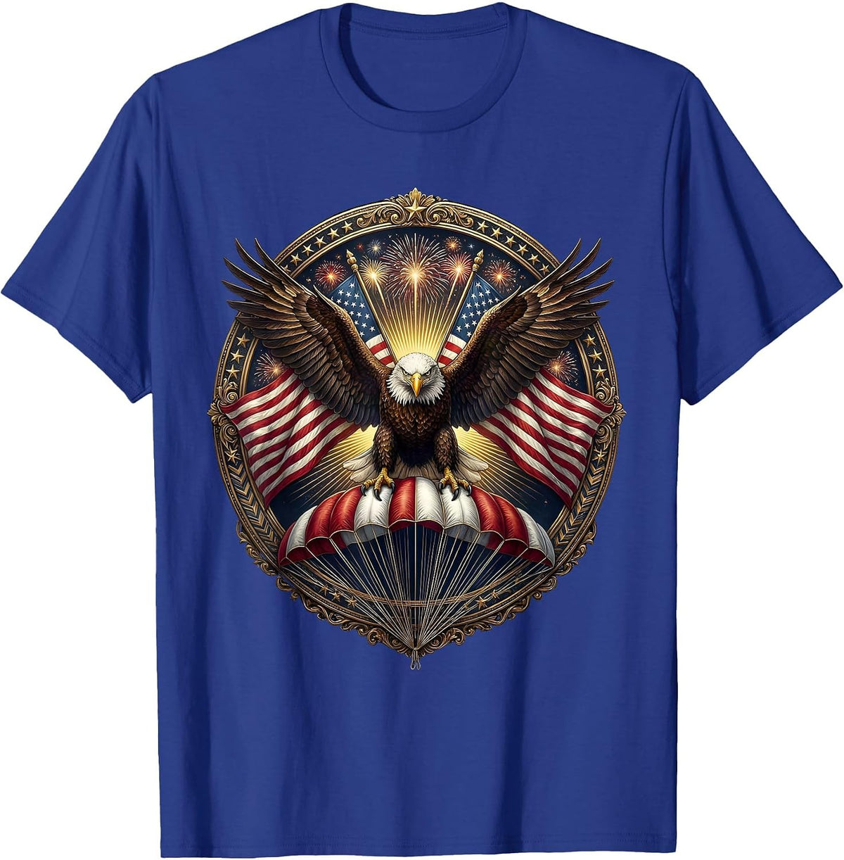 Parachutist Golden Sunrise Sky Freedom Design T-Shirt - Royal Blue