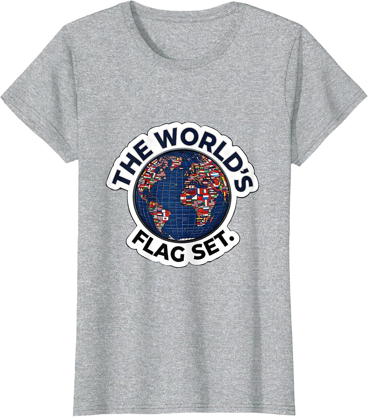 The World's Flag Set Geography Lover Travel Enthusiast T-Shirt - Heather Grey