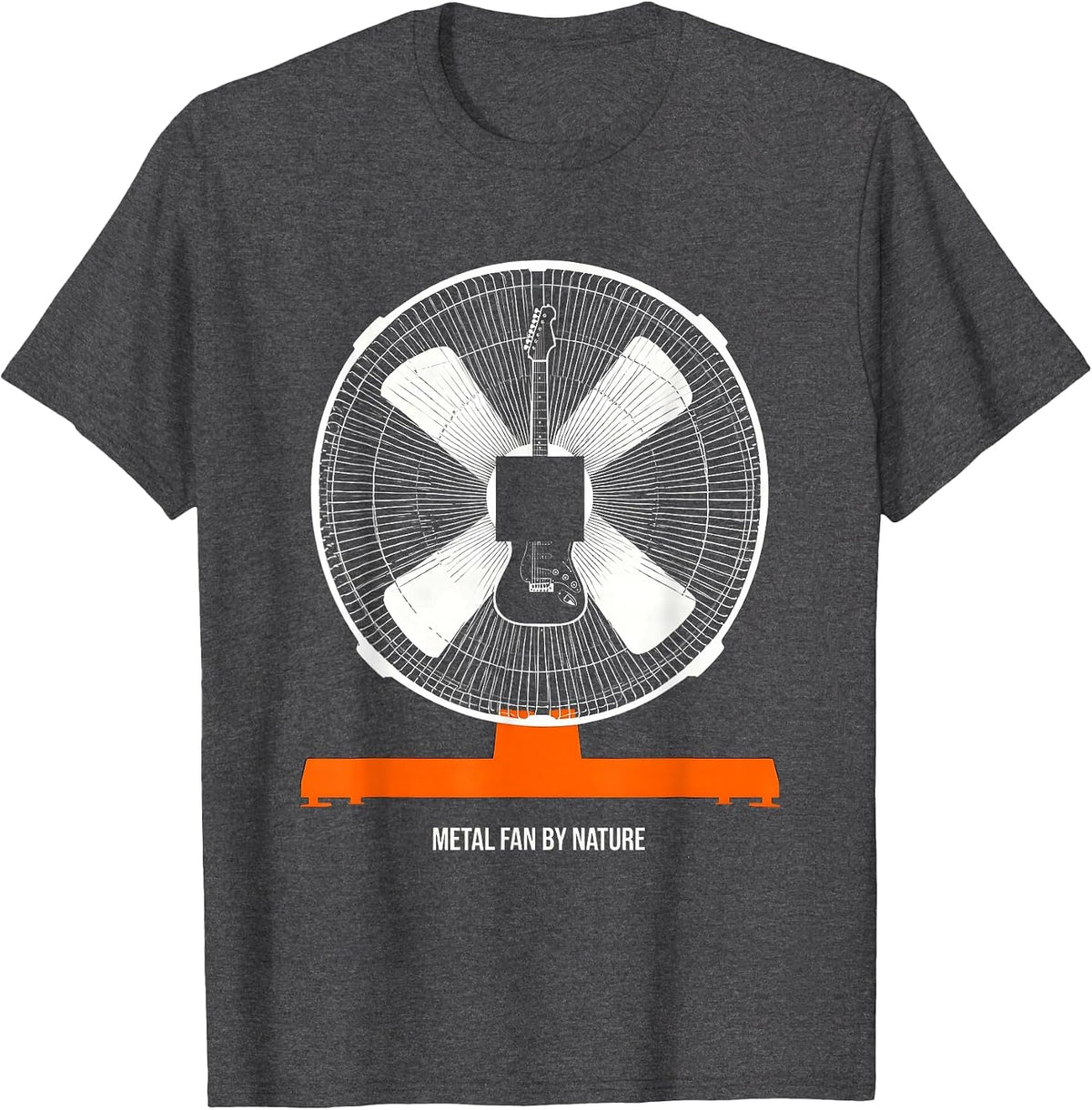 Men's Metal Fan By Nature Brutalist Heavy Metal Fan Humor T-Shirt - Dark Heather Grey