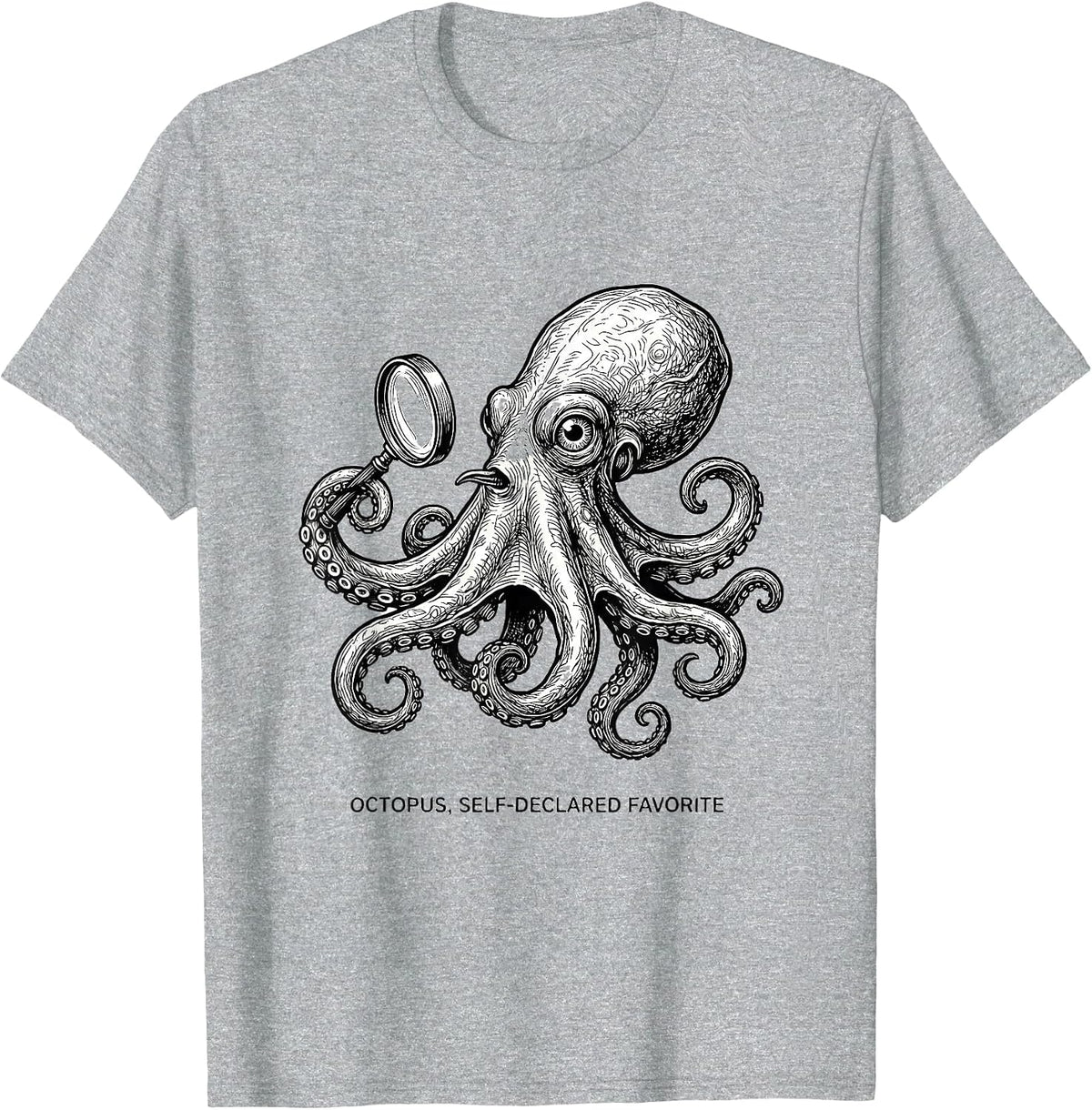 Men's Octopus Self-Declared Favorite Cute Ocean Wildlife Novelty T-Shirt - Heather Grey
