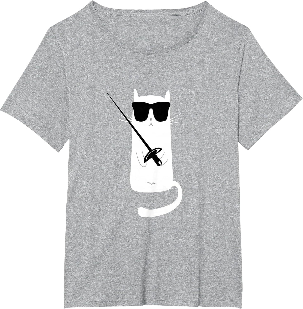 Funny Cat Wearing Sunglasses Fencing T-Shirt - Heather Grey