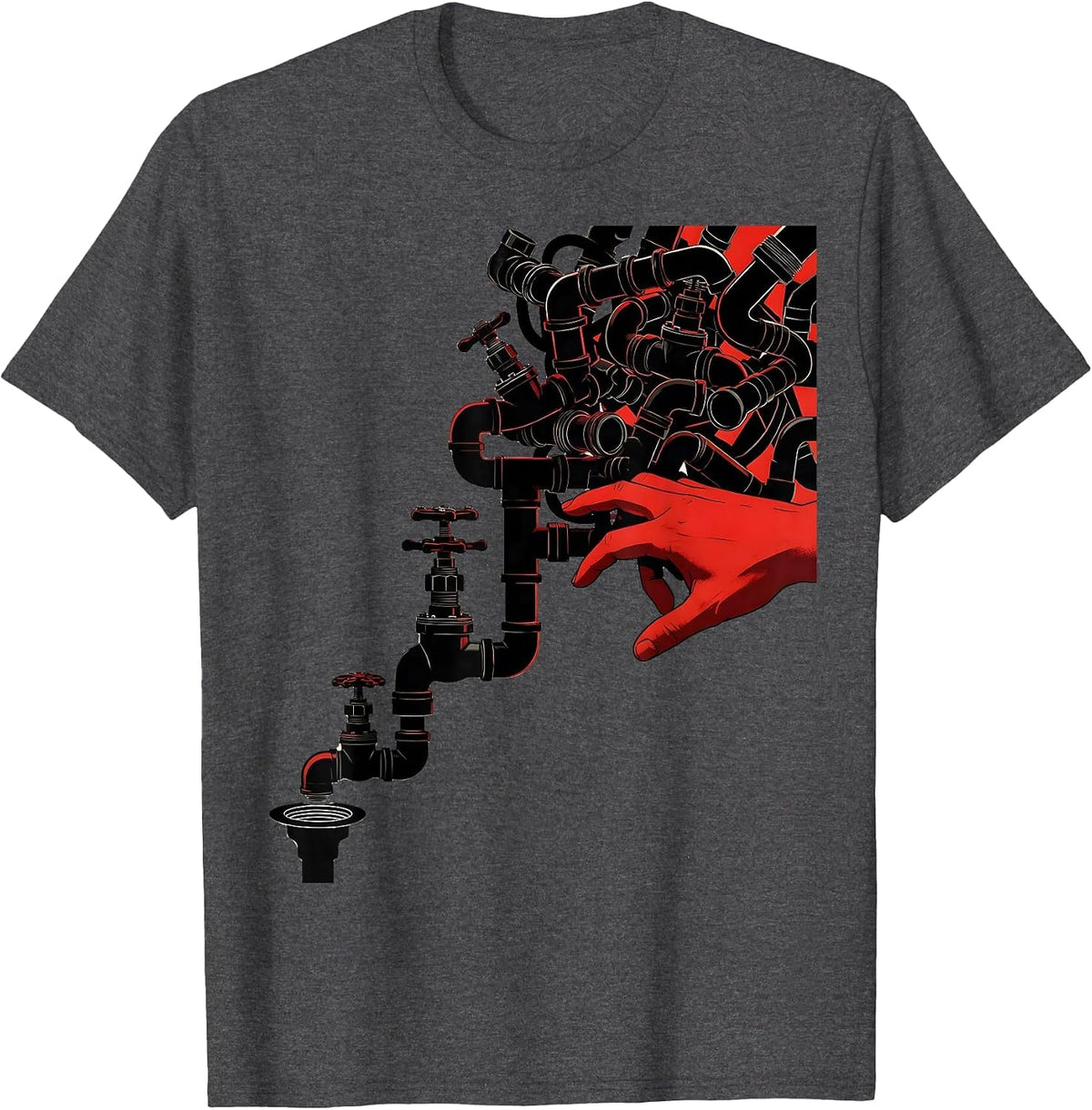 Diagonal Plumbing Pipe Assembly Funny Plumber Dad T-Shirt - Dark Heather Grey