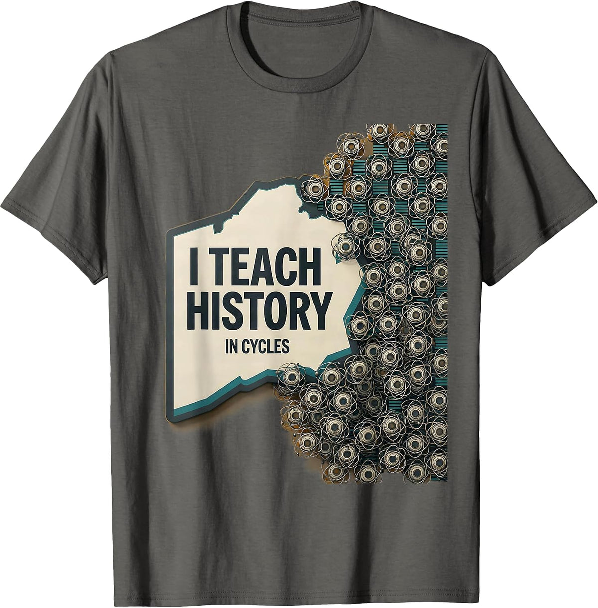 Men's I Teach History In Cycles Funny History Teacher Midcentury T-Shirt - Asphalt Grey