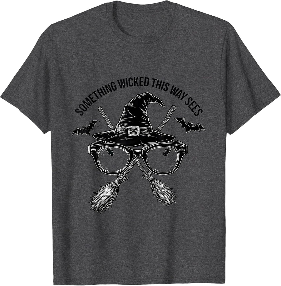 Men's Something Wicked This Way Sees Funny Optometrist Halloween T-Shirt - Dark Heather Grey