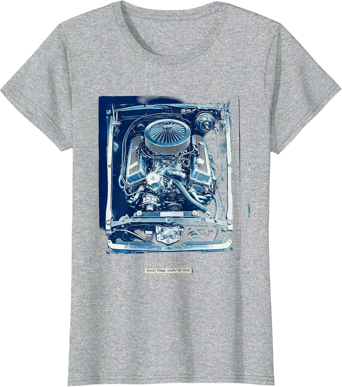 Valley Forge Under The Hood Automotive Design T-Shirt - Heather Grey