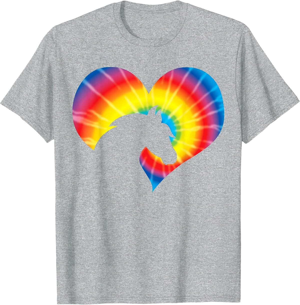 Horse Heart Silhouette for Cowgirl Equestrian Graphic Print T-Shirt - Heather Grey