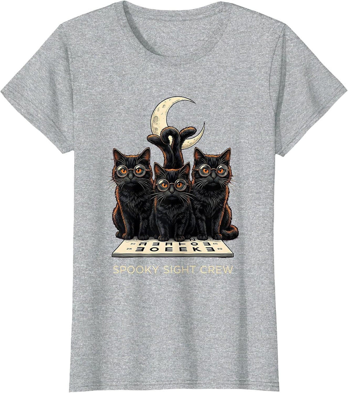 Spooky Sight Crew Funny Optometrist Halloween Eye Doctor T-Shirt - Heather Grey