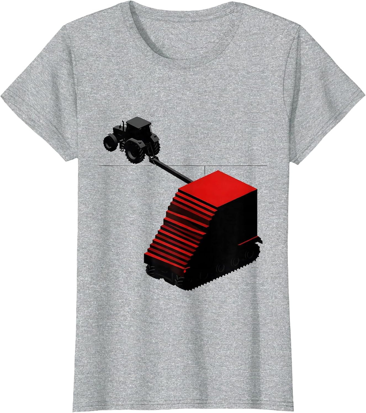Geometric Tractor Cab American Flag Trucker T-Shirt - Heather Grey