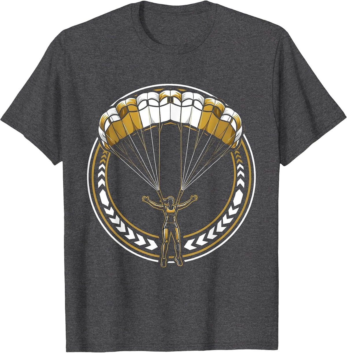 Skydiver Silhouette Parachute Canopy Graphic T-Shirt - Dark Heather Grey