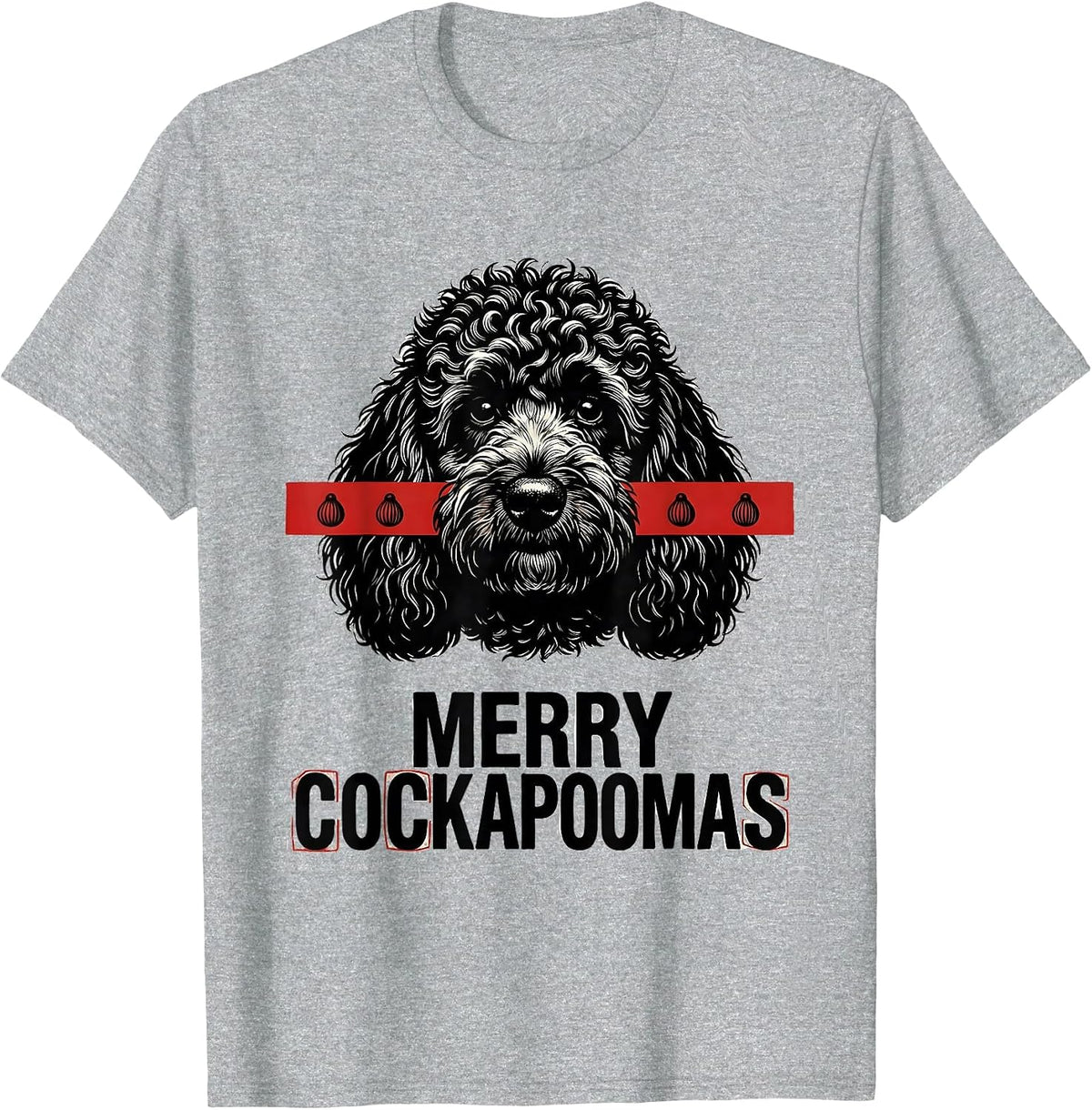 Men's Merry Cockapoomas Wood Type Letterpress Funny Cockapoo T-Shirt - Heather Grey