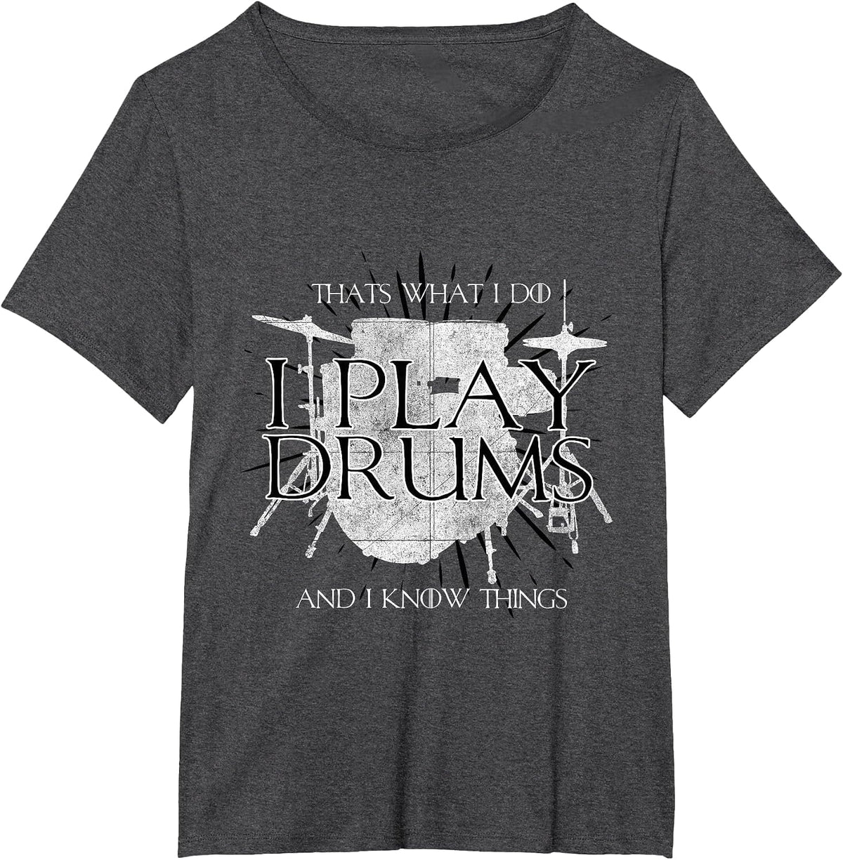 T-Shirt with German Text Ich spielen Drums und ich weiß Dinge Drummer Fun T-Shirt T-Shirt - Dark Heather Grey
