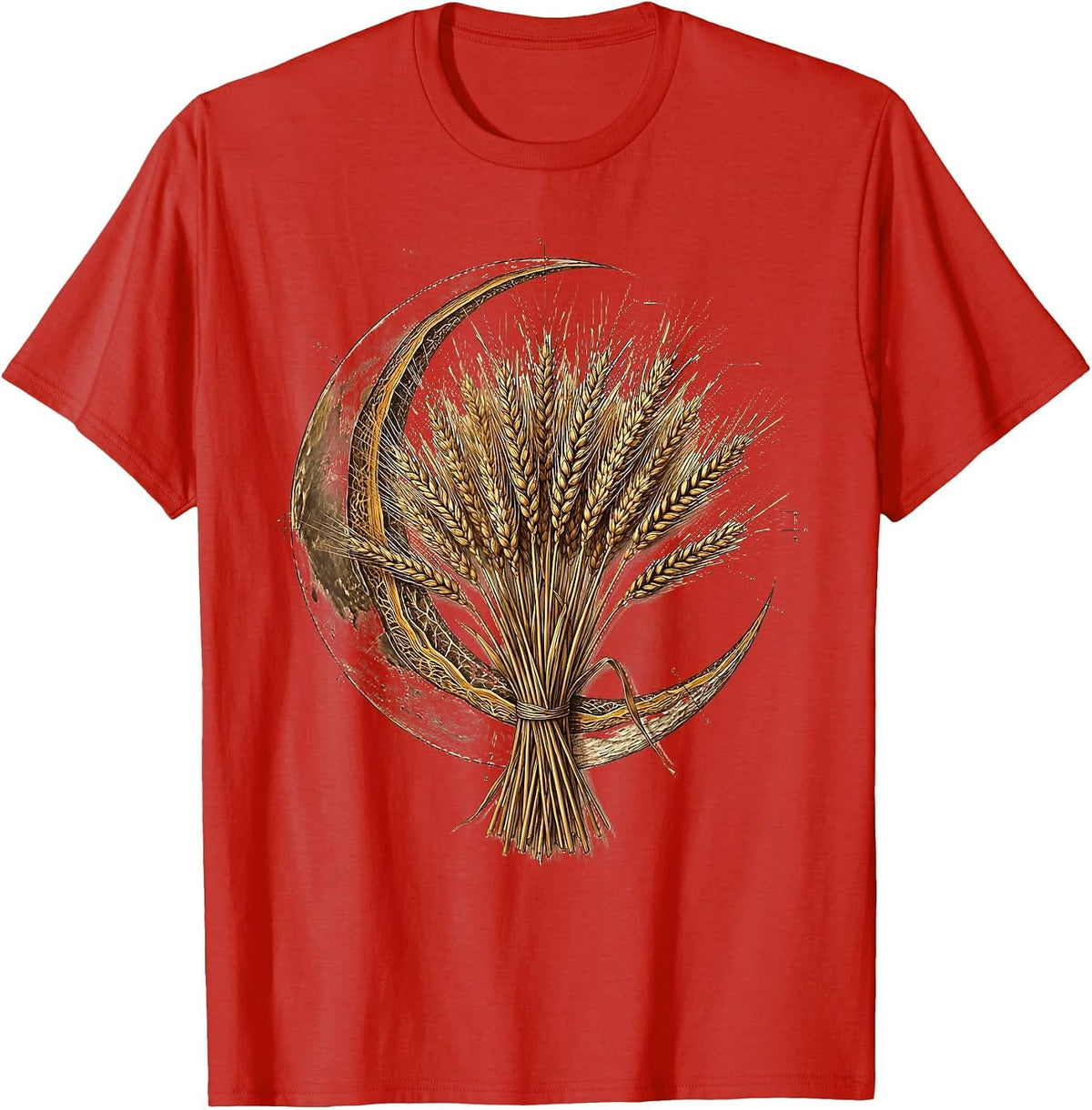 Virgo Crescent Moon Wheat Bundle Astrology Design T-Shirt - Red