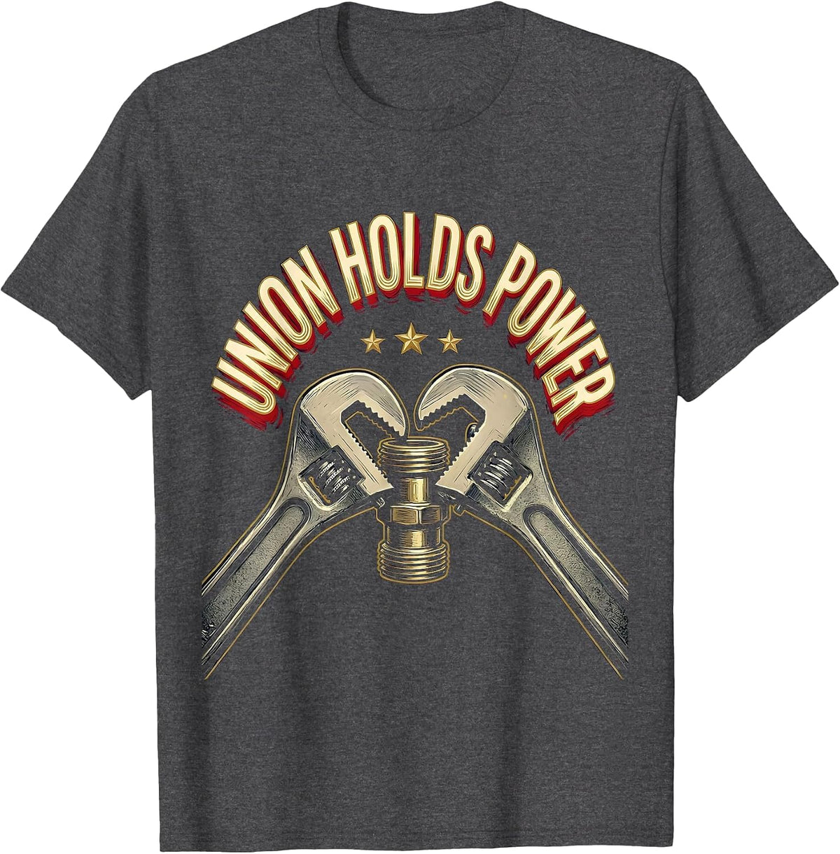 Men's Union Holds Power Sign Painter Skilled Trades Worker Labor T-Shirt - Dark Heather Grey