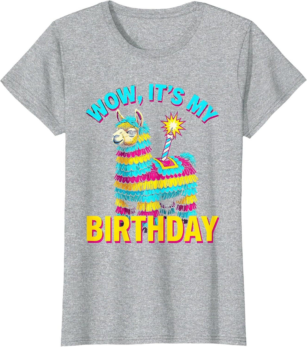 WOW IT'S MY BIRTHDAY Funny Llama Piñata Gamer Birthday Boy T-Shirt - Heather Grey