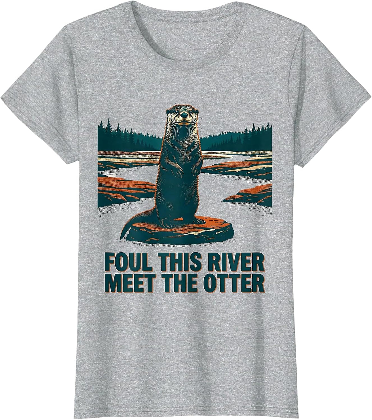 Foul This River Meet The Otter Vintage National Parks T-Shirt - Heather Grey
