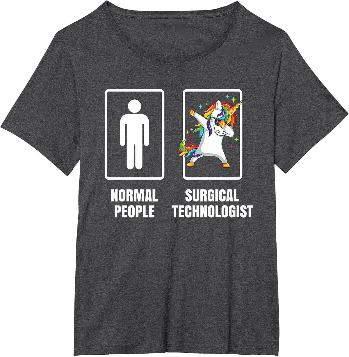 Dabbing Unicorn Surgical Technologist Scrub Tech Technician T-Shirt - Dark Heather Grey