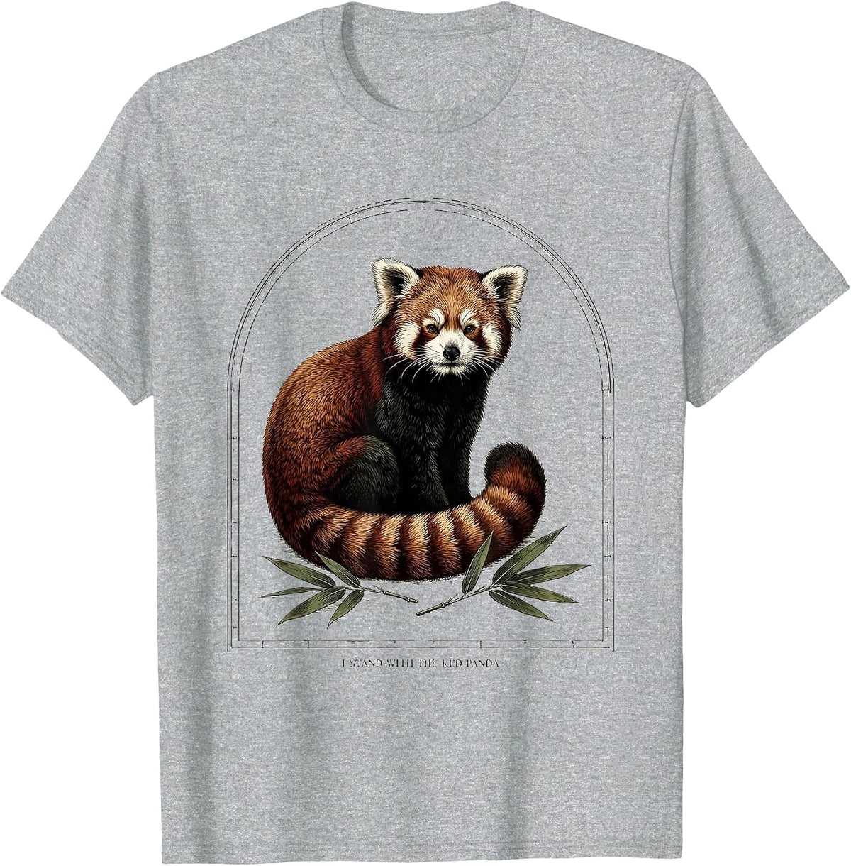 Men's I Stand With the Red Panda Botanical Wildlife Conservation T-Shirt - Heather Grey