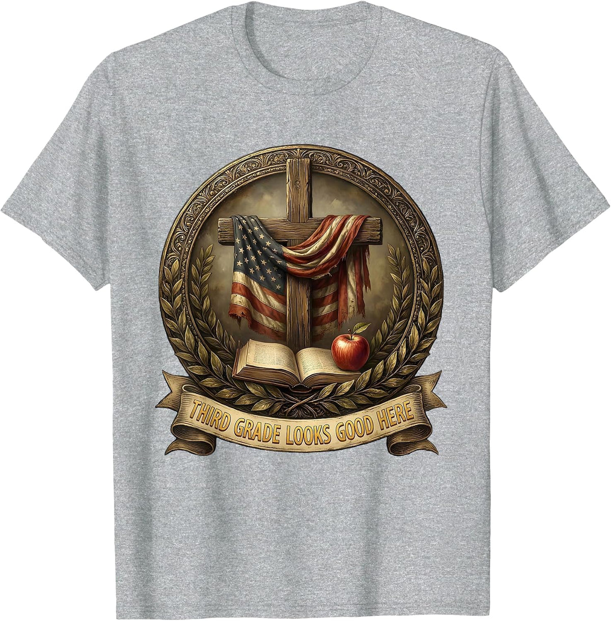 Men's Third Grade Looks Good on Me Teacher Design T-Shirt - Heather Grey