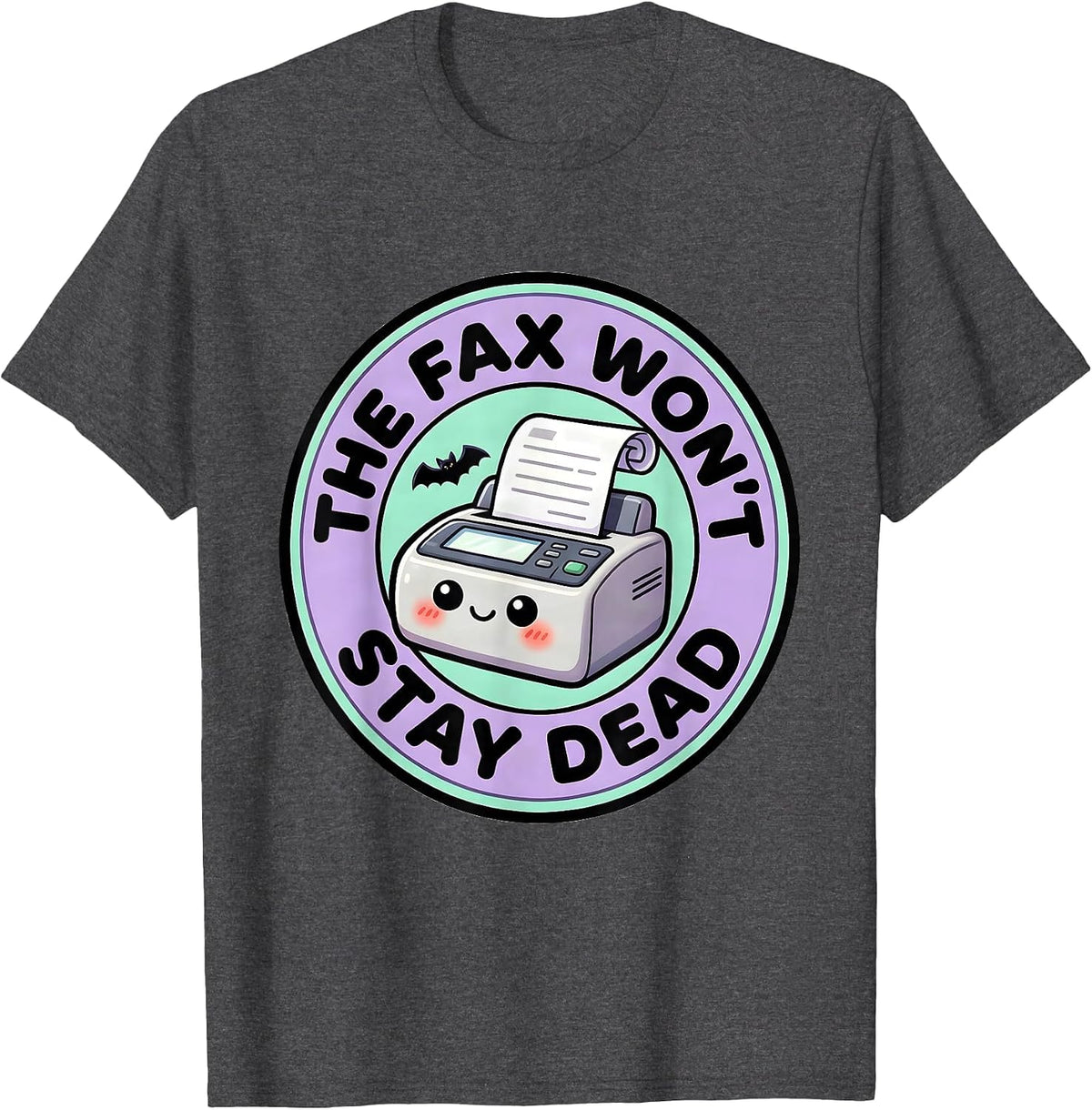 Men's The Fax Won't Stay Dead Cute Kawaii Pharmacy Tech Halloween T-Shirt - Dark Heather Grey