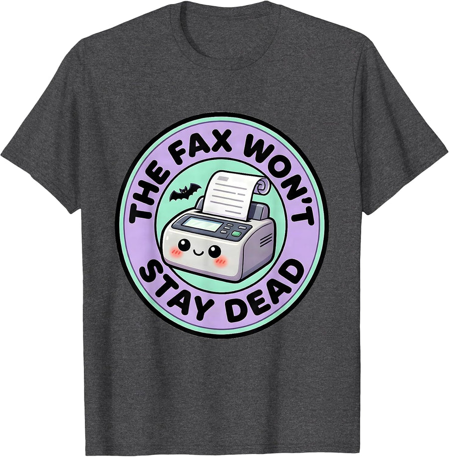 Men's The Fax Won't Stay Dead Cute Kawaii Pharmacy Tech Halloween T-Shirt - Dark Heather Grey