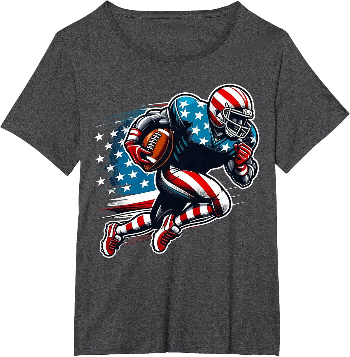 Patriotic American Football Player T-Shirt - Dark Heather Grey